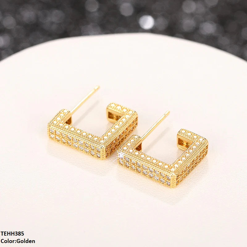 Half Square Ear Hoops Pair