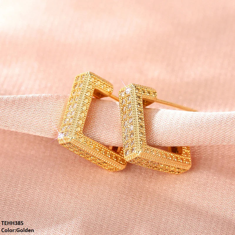 Half Square Ear Hoops Pair