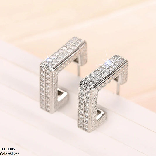 Half Square Ear Hoops Pair