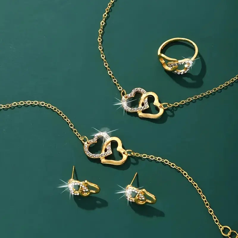 Chic Heart-Themed Zinc Alloy Jewelry Set