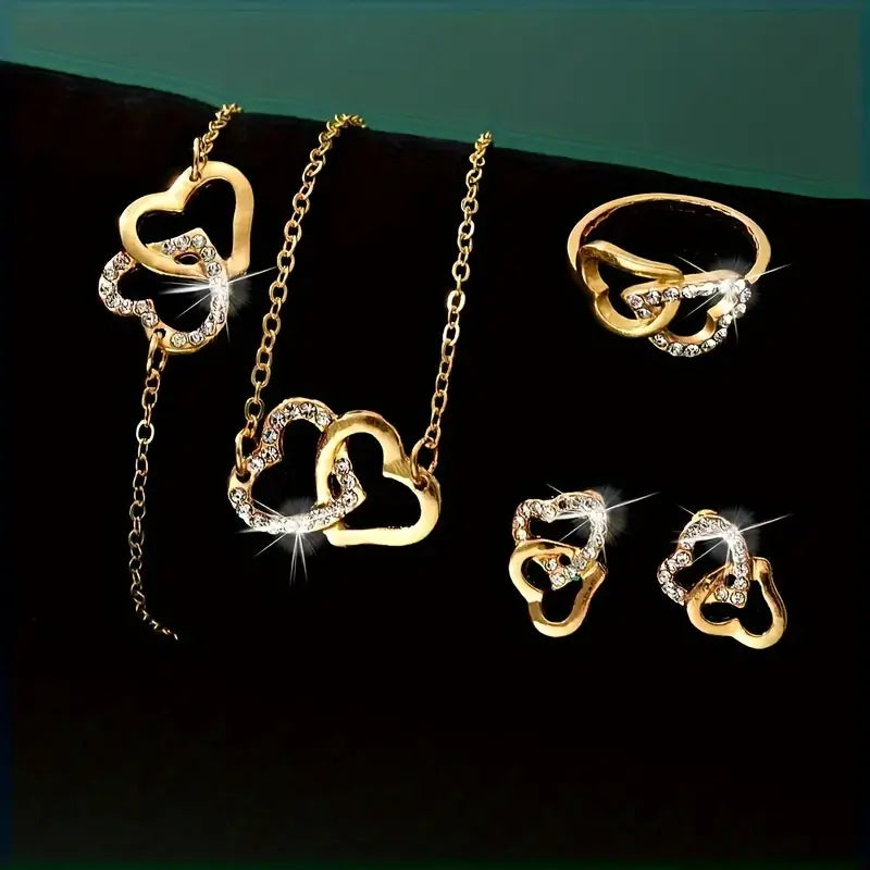 Chic Heart-Themed Zinc Alloy Jewelry Set