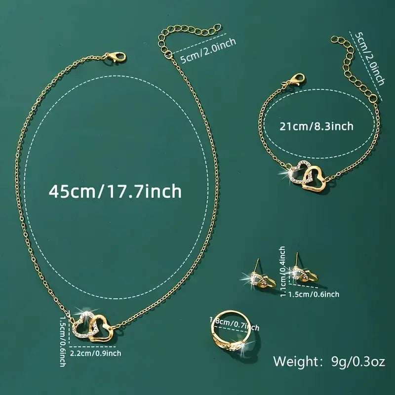 Chic Heart-Themed Zinc Alloy Jewelry Set